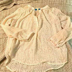 Cream design textured blouse